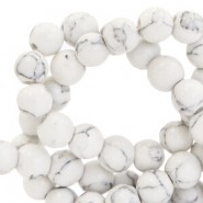 Natural stone beads round 6mm Off white
